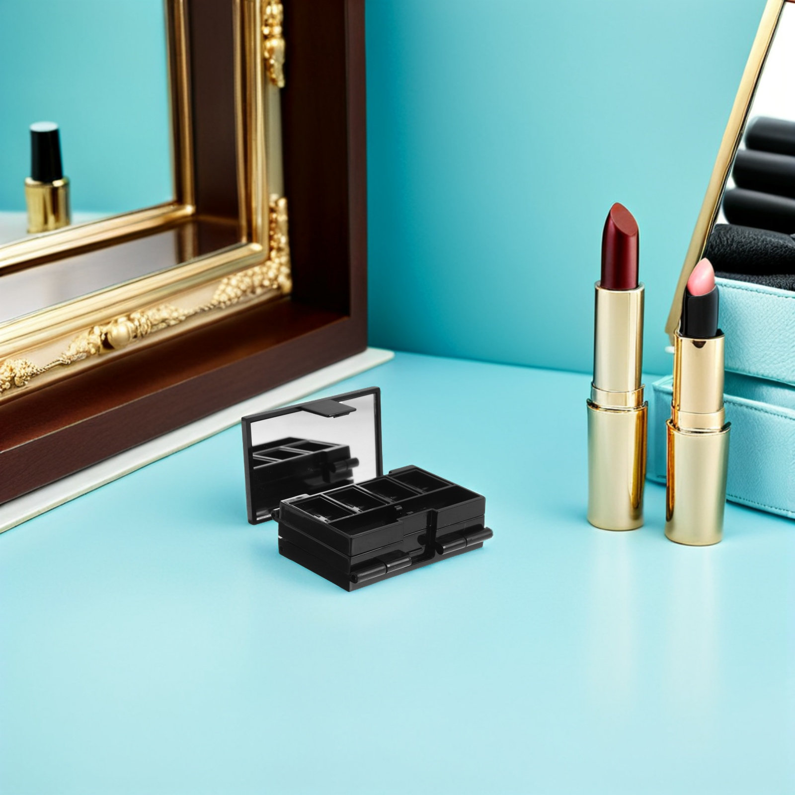 Beauty Makeup Eyeshadow Palette - 2個入り、コンパクトで折りたたみ可能なメイクアップパレット。アイシャドウ、チーク、ハイライターなどを混ぜて使える、持ち運び可能なハンドミキシングトレイ。日常使いや旅行に最適なビューティーキット。