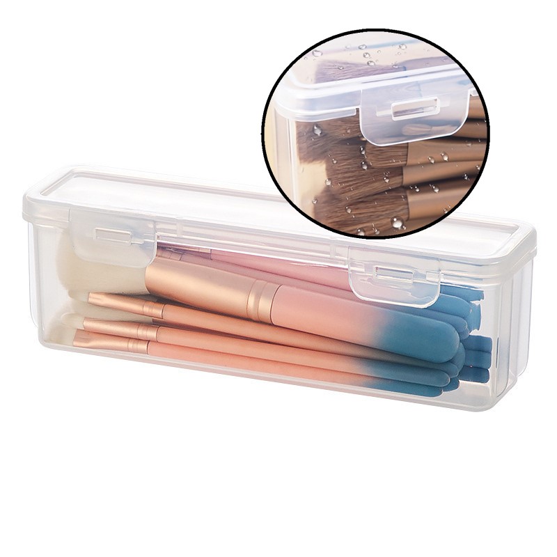Beauty Makeup Box - 1pc 旅行ポータブル化粧ブラシ収納ボックス小さな透明ダストカバーパウダーブラッシャーブラシアイシャドウ眉毛ツール