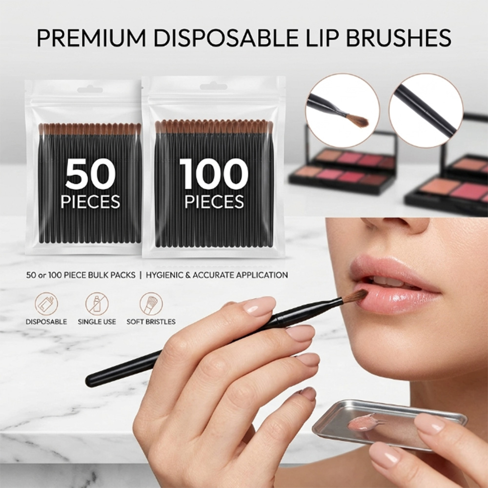 Beauty Makeup & D Anime Studio Vega Baja - 50/100 個使い捨てリップブラシセット口紅グロスワンドアプリケーターメイクアップブラシプロフェッショナル美容化粧品ツール