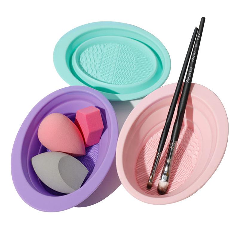 折りたたみ式パウダーパフ洗浄ボウル アイシャドウブラシ洗浄マ - Beauty Makeup Box のレビューと価格