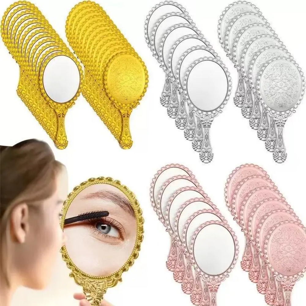 3-12個入りエンボス加工ハンドミラー レトロな花柄装飾フレ - Beauty Makeup Events のレビューと価格