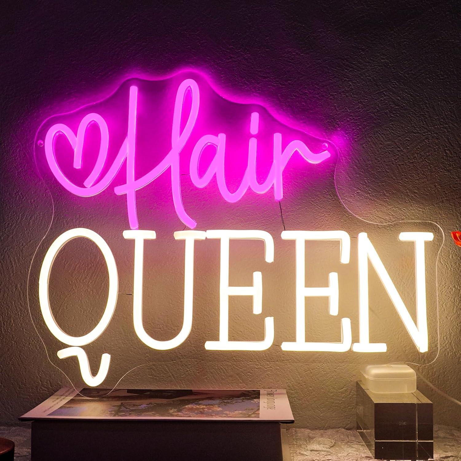 ヘアクイーンネオンサイン 調光可能な理髪店ネオンライトサイン - Beauty Queen Makeup Studio のレビューと価格